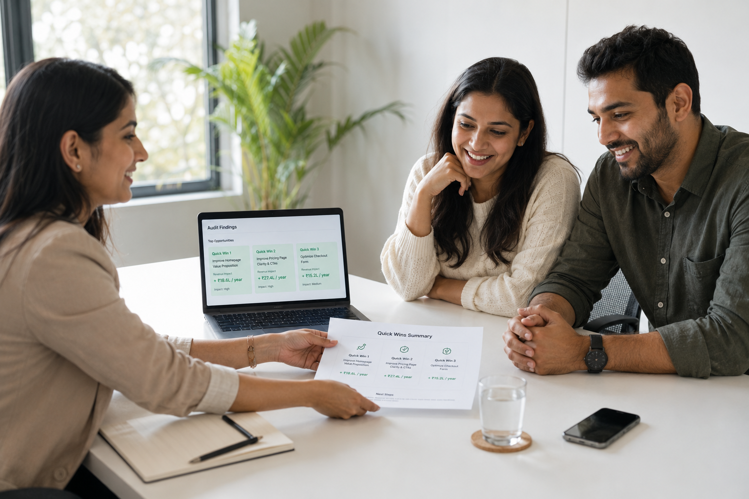 Team analysing growth dashboard